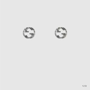 Gucci Interlocking Silver Logo Stud Earrings